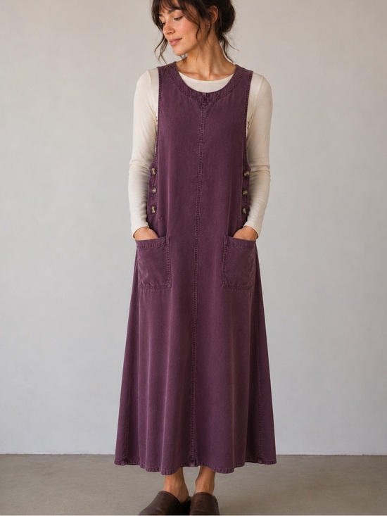 Amy K Su Dresses & Skirts - Vintage Amy K Su Overall Midi Dress M Plum Lagenlook Artsy Boho 90’s Jumper